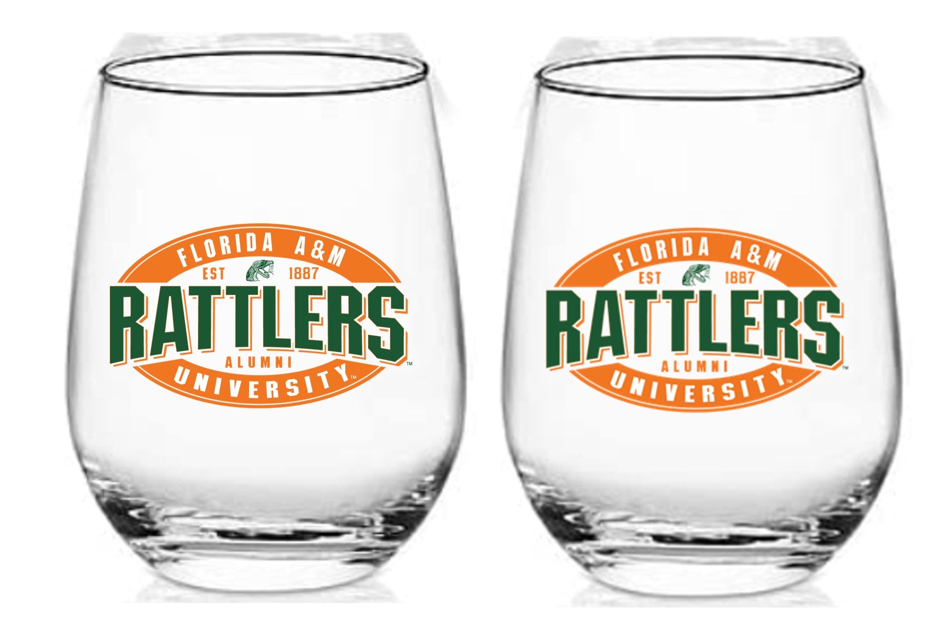 FAMU Alumni Chef's Star Elegant Stemless Glass Set (Set of 2)